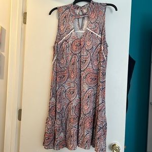 NWOT True Craft Paisley Flowy Dress with Cutout Neck